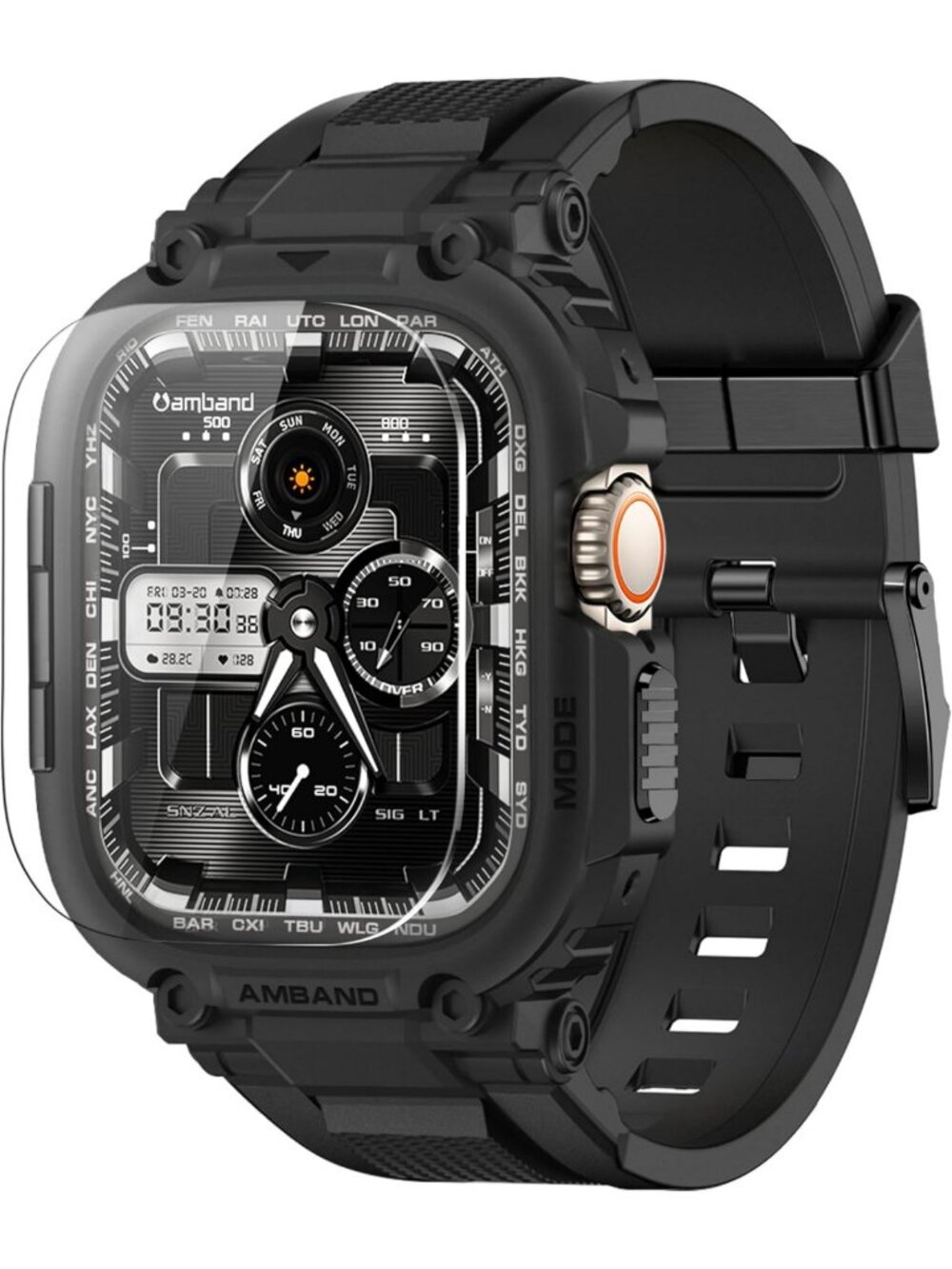 Rugged Apple Watch Ultra Case & Screen Protector, 49mm Military Bumper for Men